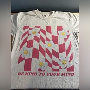 Be Kind To Your Mind Kids Graphic Tee - White with Pink & Yellow
